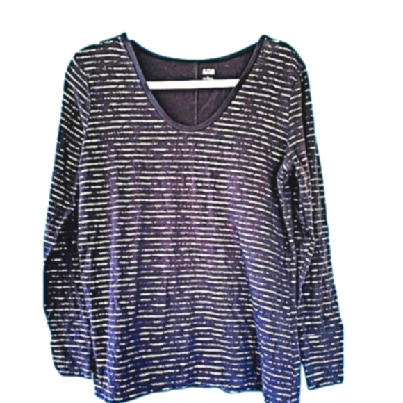 Ana LG Black and Metallic Gold Long Sleeve Soft Stretchy Tee - Picture 1 of 5